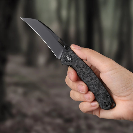 Wixco Wortex WX16-B - 3.1" 14C28N Black PVD Blade, Black Shredded Carbon Fibre Handle