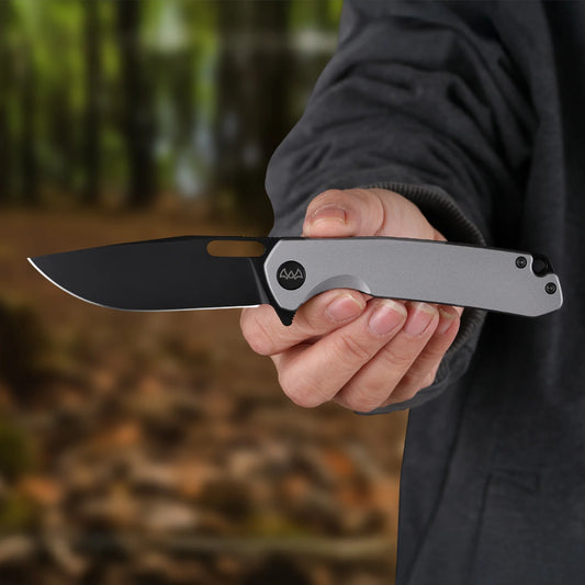 Wixco Pexston WX12-B - 3.3" 14C28N Black PVD Blade, Grey Aluminium Handle