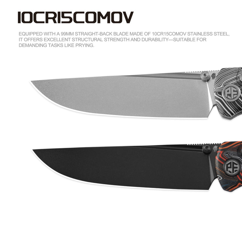 Petrified Fish Lis PFP14DDW - 3.78" 10Cr15coMoV Black Stonewashed, Black G10 Handle