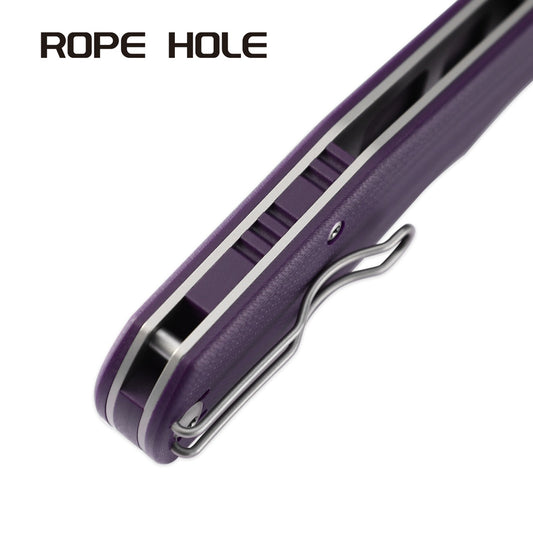 Petrified Fish Lis PFP14PW - 3.78" 10Cr15coMoV Stonewashed, Purple G10 Handle