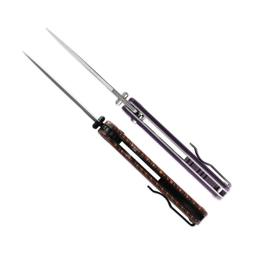 Petrified Fish Lis PFP14ODMDW - 3.78" 10Cr15coMoV Black Stonewashed, Orange GMascus Handle