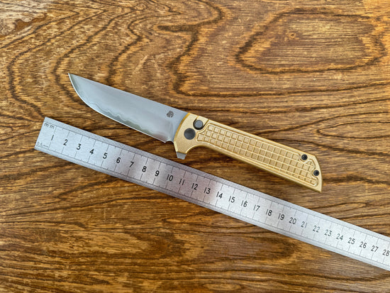 North Mountain Blade Chop 2 Bronze - 3.4" SLD-Magic Steel San Mai Tanto Blade, Bronze Frag Handle
