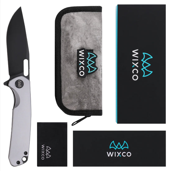 Wixco Pexston WX12-B - 3.3" 14C28N Black PVD Blade, Grey Aluminium Handle