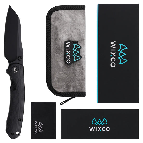Wixco Axor WX15-A - 3.35" 14C28N Black PVD Blade, Black G10 Handle