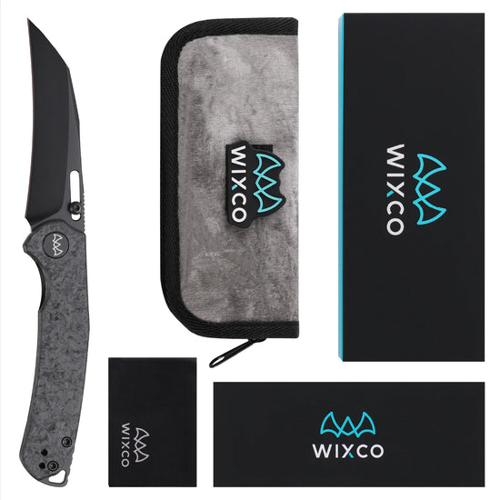Wixco Wortex WX16-B - 3.1" 14C28N Black PVD Blade, Black Shredded Carbon Fibre Handle