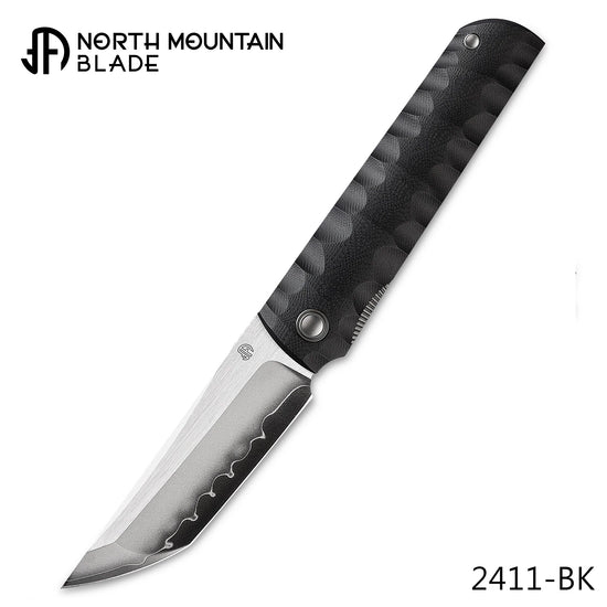 North Mountain Blade Kick Stop Chop Plus - 4" SLD-Magic Steel San Mai Tanto Blade, Black G10 Handle