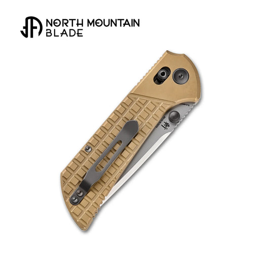 North Mountain Blade Chop Crossbar - 3.58" SLD-Magic Tanto Blade, Brass Frag Handle