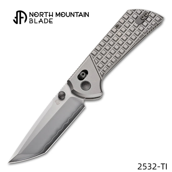 North Mountain Blade Chop Crossbar - 3.58" SLD-Magic Tanto Blade, Titanium Frag Handle