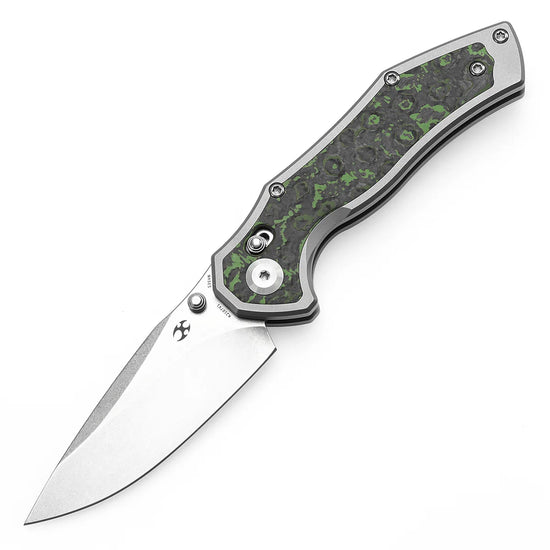 Kansept Apollo - 3.11" CPM-S35VN Stonewashed Blade, Stonewashed Titanium with Jungle Wear FatCarbon Handle. K2107V1