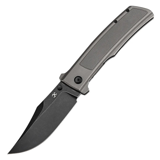 Kansept Bison - 4.25" CPM-S35VN Blackwash Blade, Grey Titanium Handle. K1108A3