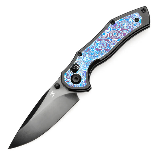 Kansept Apollo - 3.11" CPM-S35VN Mirror DLC Blade, Blackwash Titanium with Timascus Handle. K2107V5