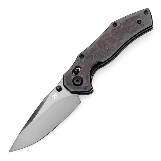 Kansept Apollo - 3.11" CPM-S35VN Mirror DLC Blade, Blackwash Titanium with Purple Haze FatCarbon Handle. K2107V4