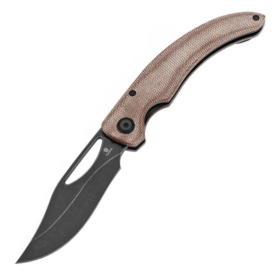 Tenable Gideon T1119A2 - 3.5" Nitro-V Black Stonewashed Blade, Brown Micarta Handle