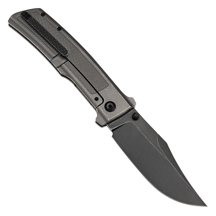 Kansept Bison - 4.25" CPM-S35VN Blackwash Blade, Grey Titanium Handle. K1108A3
