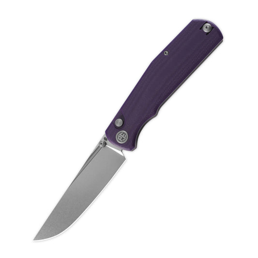 Petrified Fish Lis PFP14PW - 3.78" 10Cr15coMoV Stonewashed, Purple G10 Handle
