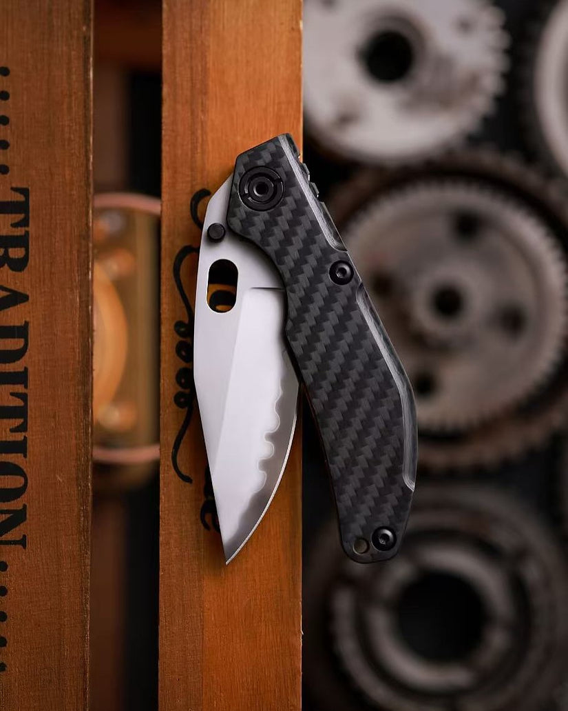 North Mountain Blade x Duane Dwyer BBNM - 3.62" SLD-Magic Bowie Blade, 3K Carbon Fibre Handle