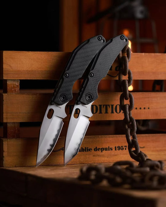 North Mountain Blade x Duane Dwyer BBNM - 3.62" SLD-Magic Tanto Blade, 3K Carbon Fibre Handle