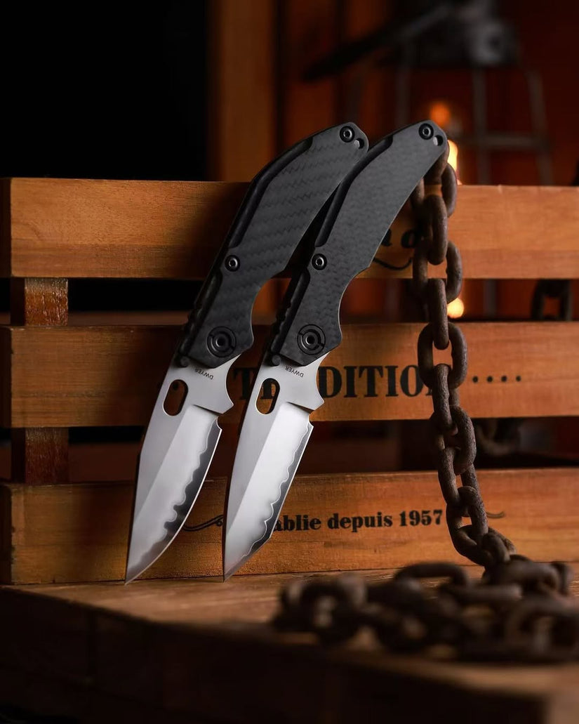 North Mountain Blade x Duane Dwyer BBNM - 3.62" SLD-Magic Bowie Blade, 3K Carbon Fibre Handle