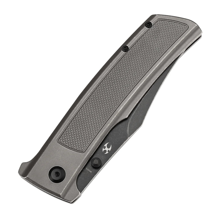 Kansept Bison - 4.25" CPM-S35VN Blackwash Blade, Grey Titanium Handle. K1108A3