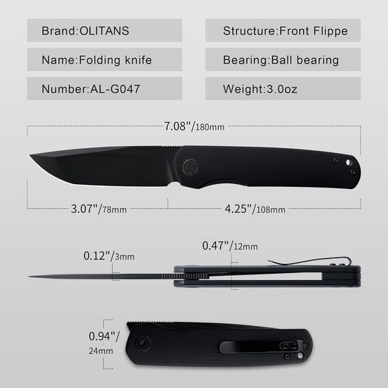 Olitans Stealth Walker G047-JW - 3" 14C28N Satin Blade, Jade G10 Handle