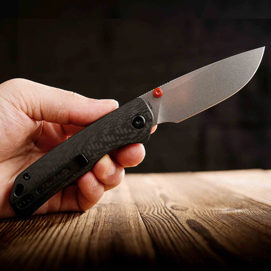 Vosteed Marten A1608 - 2.98" 154CM Stonewash Blade, Carbon Fibre Handle