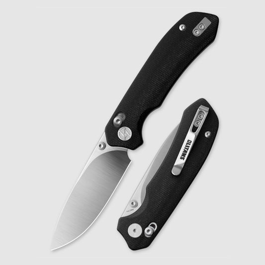 Olitans G031-BW - 3.3" 14C28N Satin Blade, Black Micarta Handle