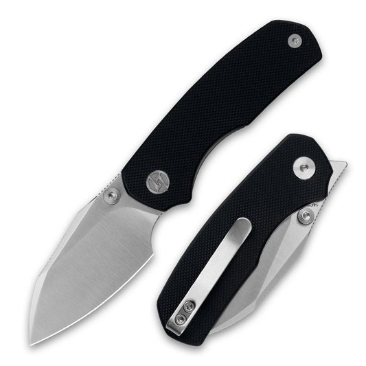 Olitans G057-BW - 2.36" 14C28N Satin Blade, Black G10 Handle