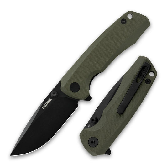 Olitans Bomber G061-GB - 2.91" D2 Black Blade, Green G10 Handle