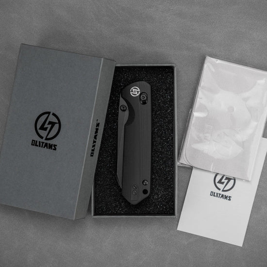 Olitans King Penguin G062-BB - 3.35" 14C28N Black Blade, Black G10 Handle