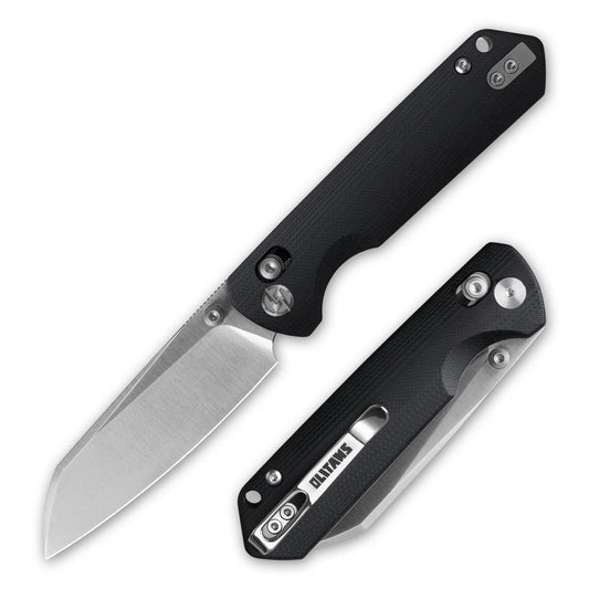 Olitans King Penguin G062-BW - 3.35" 14C28N Satin Blade, Black G10 Handle