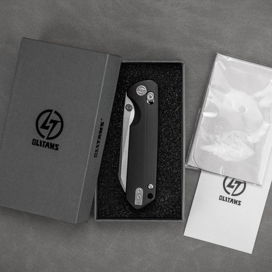 Olitans King Penguin G062-BW - 3.35" 14C28N Satin Blade, Black G10 Handle