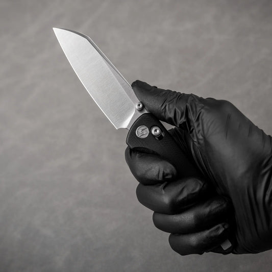 Olitans King Penguin G062-BW - 3.35" 14C28N Satin Blade, Black G10 Handle