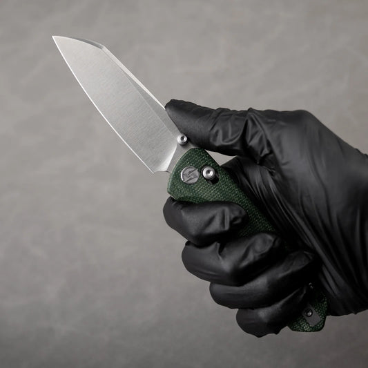 Olitans King Penguin G062-GW - 3.35" 14C28N Satin Blade, Green Micarta Handle