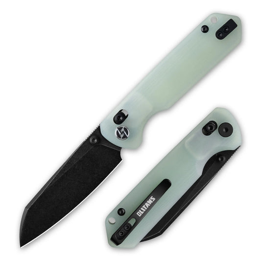 Olitans King Penguin G062-JB - 3.35" 14C28N Black Blade, Jade G10 Handle