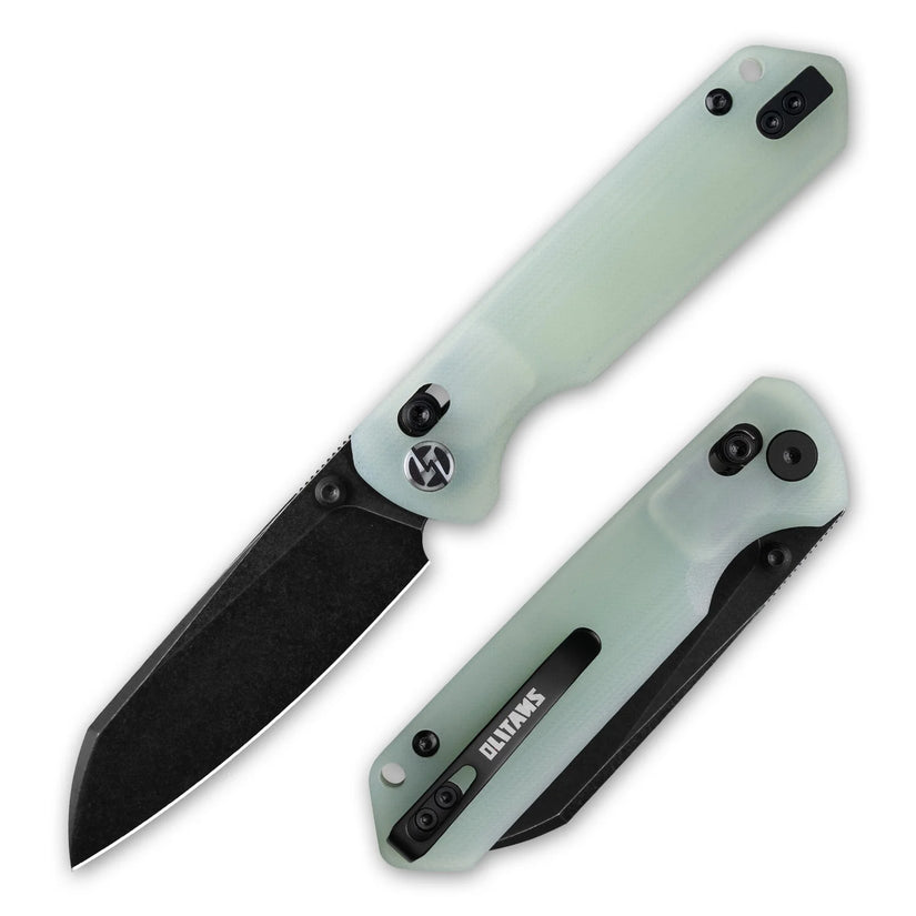 Olitans King Penguin G062-JB - 3.35" 14C28N Black Blade, Jade G10 Handle