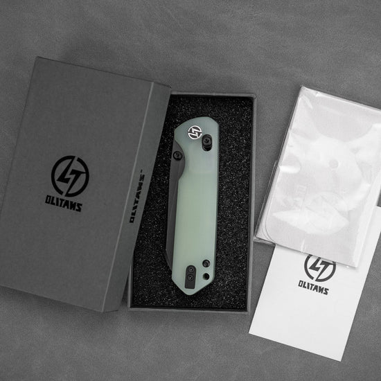 Olitans King Penguin G062-JB - 3.35" 14C28N Black Blade, Jade G10 Handle