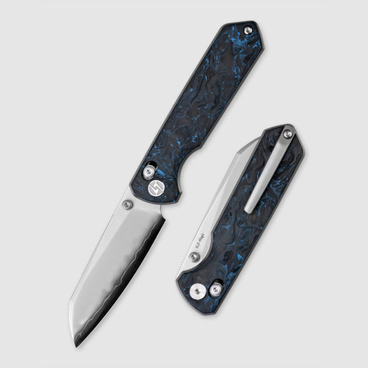 Olitans Emperor Penguin M060-B - 3.35" SLD-Magic Blade, Blue Carbon Fibre Handle