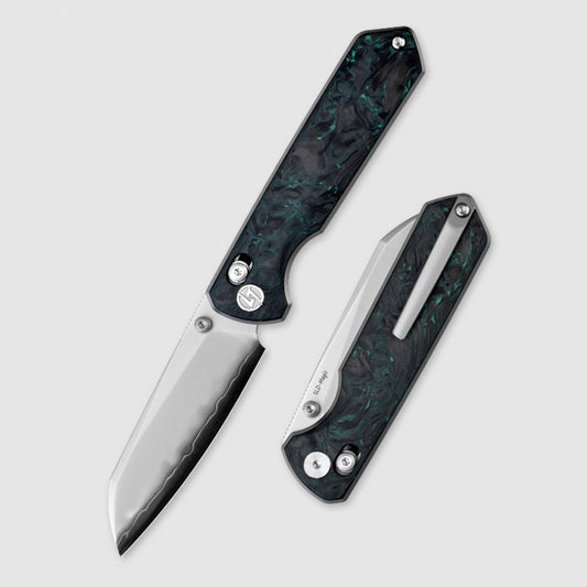 Olitans Emperor Penguin M060-G - 3.35" SLD-Magic Blade, Green Carbon Fibre Handle