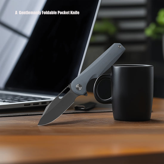 Miguron Ameight Preyert II - 3.23" 14C28N Dark Grey PVD Blade, Slate Grey G10 Handle