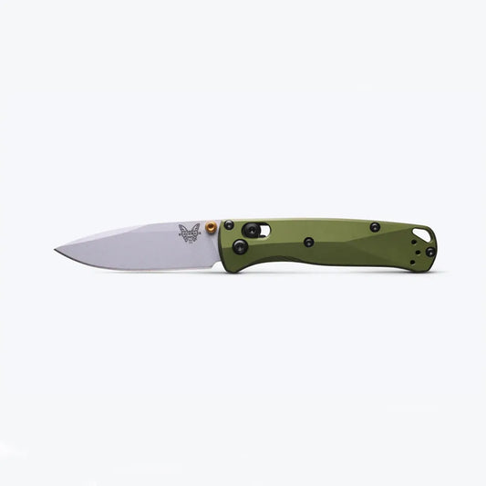 Benchmade Mini Bugout 533SL-10 - 2.82" S90V Crushed Silver Cerakote Blade, Woodland Green Aluminium Handles
