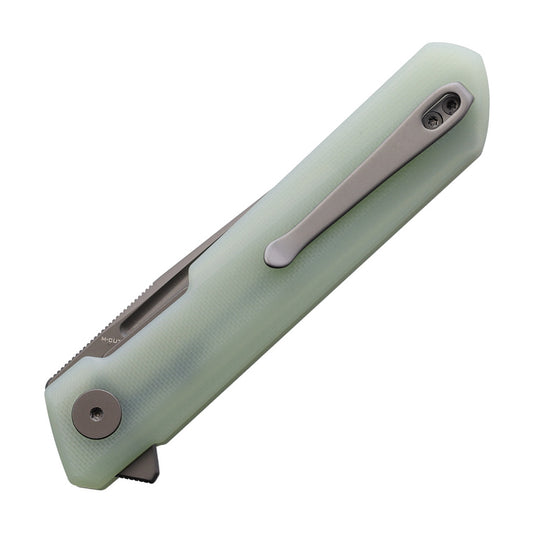 Bestechman Dundee BMK01U - 3.5" MagnaCut Grey DLC Blade, Jade G10 Handle