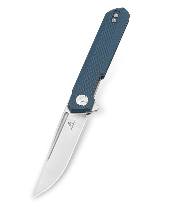 Bestechman Mini Dundee BMK03D - 2.92" D2 Satin Stonewash Blade, Blue Grey G10