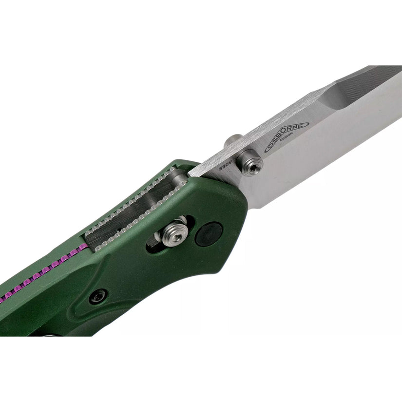 Benchmade 940 Osborne - S30V Satin Reverse Tanto Blade, Green Aluminium Handles