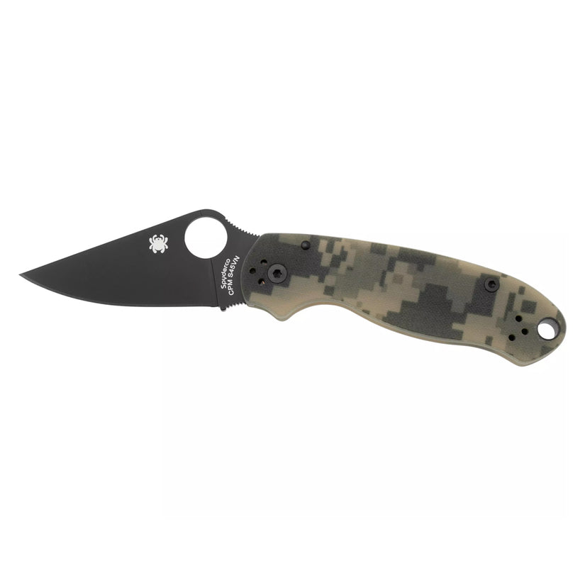 Spyderco Para 3 C223GPCMOBK - 2.95" S45VN Black DLC Blade, Digital Camo G-10 Handles