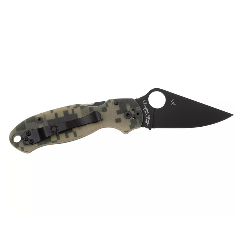 Spyderco Para 3 C223GPCMOBK - 2.95" S45VN Black DLC Blade, Digital Camo G-10 Handles