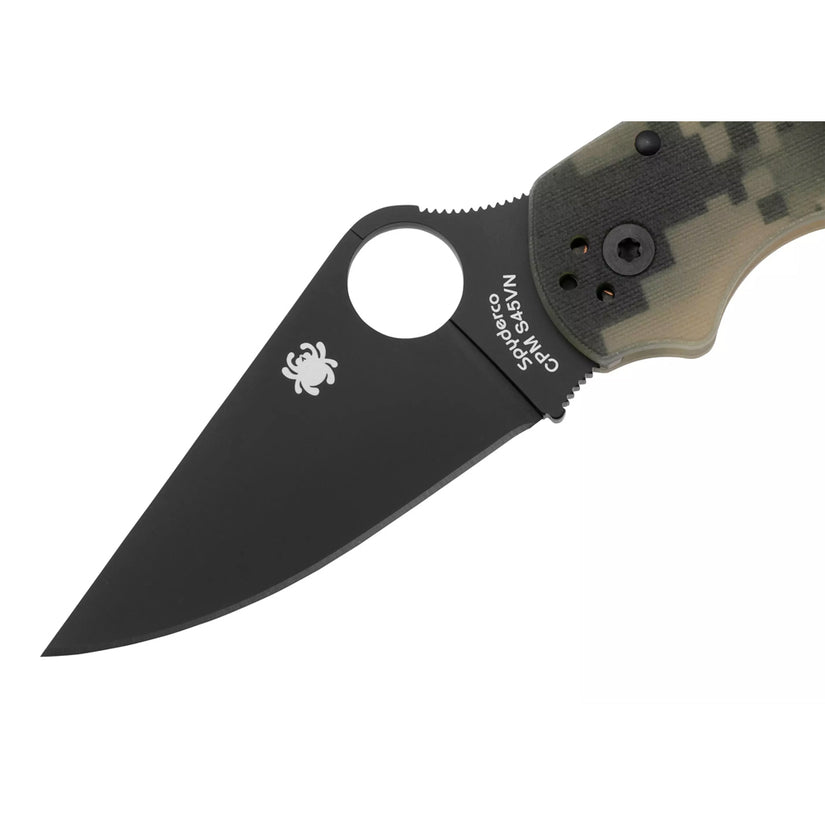 Spyderco Para 3 C223GPCMOBK - 2.95" S45VN Black DLC Blade, Digital Camo G-10 Handles