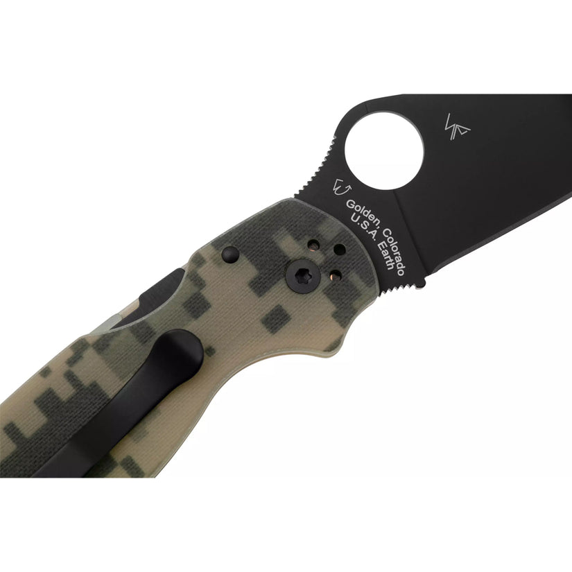 Spyderco Para 3 C223GPCMOBK - 2.95" S45VN Black DLC Blade, Digital Camo G-10 Handles