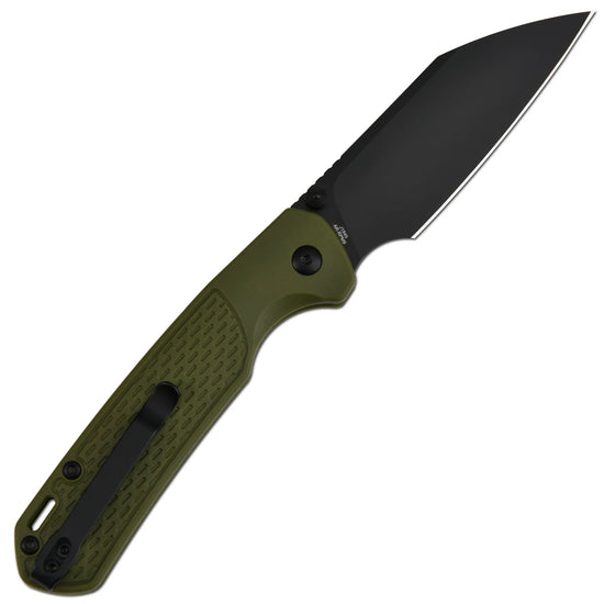 CJRB Pyrite Light - 3.34" AR-RPM9 Black PVD Wharncliffe Blade, Green FRN Handles - J1945-BGN