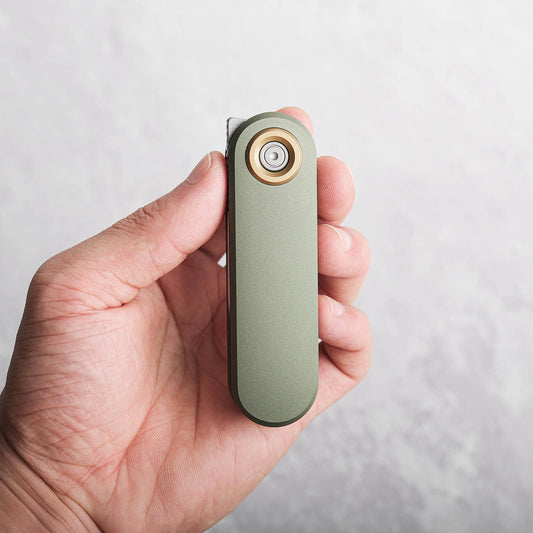 Vosteed Corgi V A3702 - 2.36" 14C28N Stonewashed Blade, Green Aluminium Handle