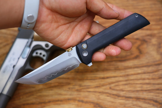 North Mountain Blade Chop 2 G10 Thumb Disk - 3.4" SLD-Magic Steel San Mai Tanto Blade, Black G10 Handle